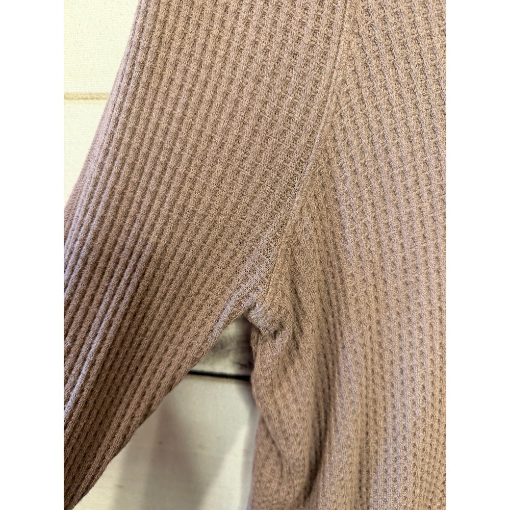We The Free Waffle Knit Cowl Neck High Low Hem Long Sleeve‎ Top Mauve Medium - Picture 5 of 6